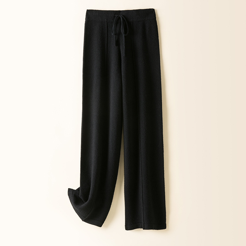 Title 2, Straight cashmere knitted wide leg pants