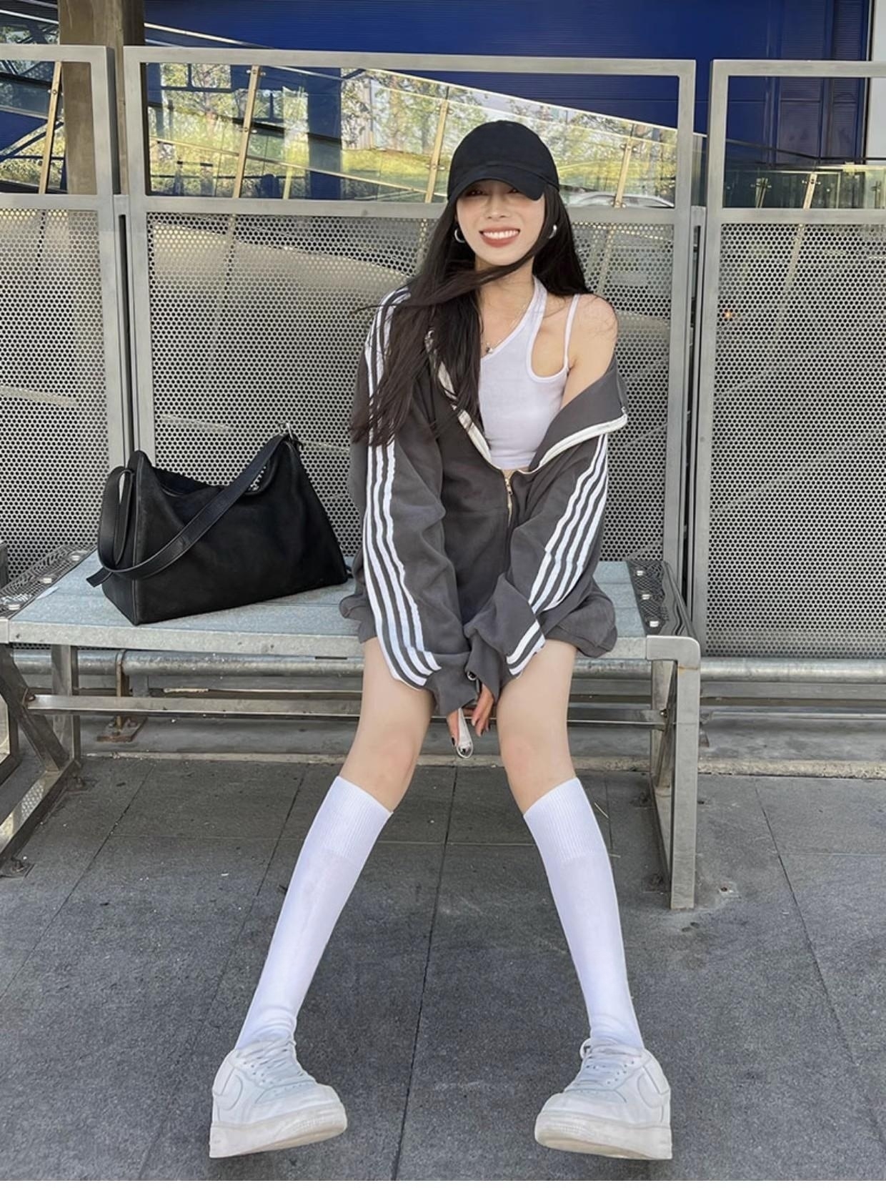 American Style Street Baseball Uniform Mid-length Sweater Cardigan Women's