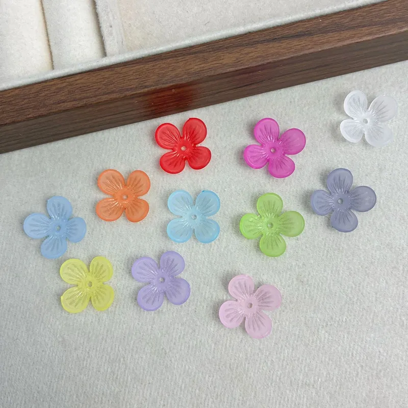 Matte Translucent 4-Petal Acrylic Blossom Bases, Veined