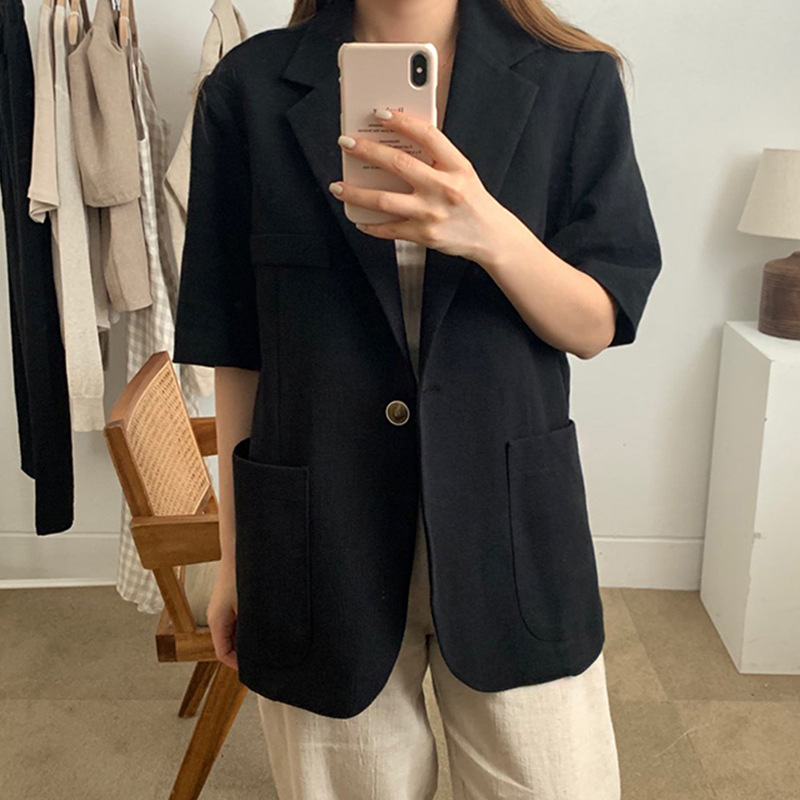 Thin One Button Loose Long-sleeved Blazer