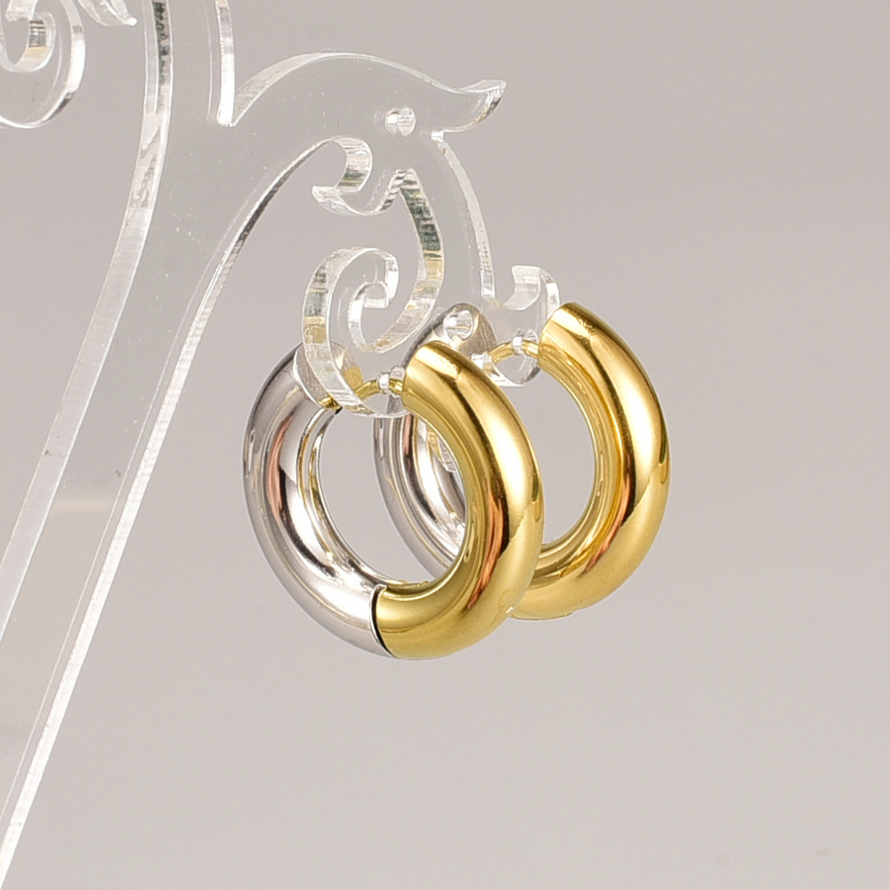 Metal Thick Titanium Steel Gold Plated Earrings