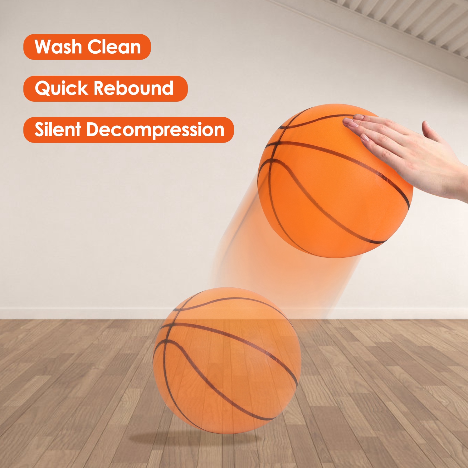 Silent Basketball With Ball Hoop Foam Bouncing Silent Basketball Uncoated High Density Foam Ball Indoor Low Noise Training Ball
