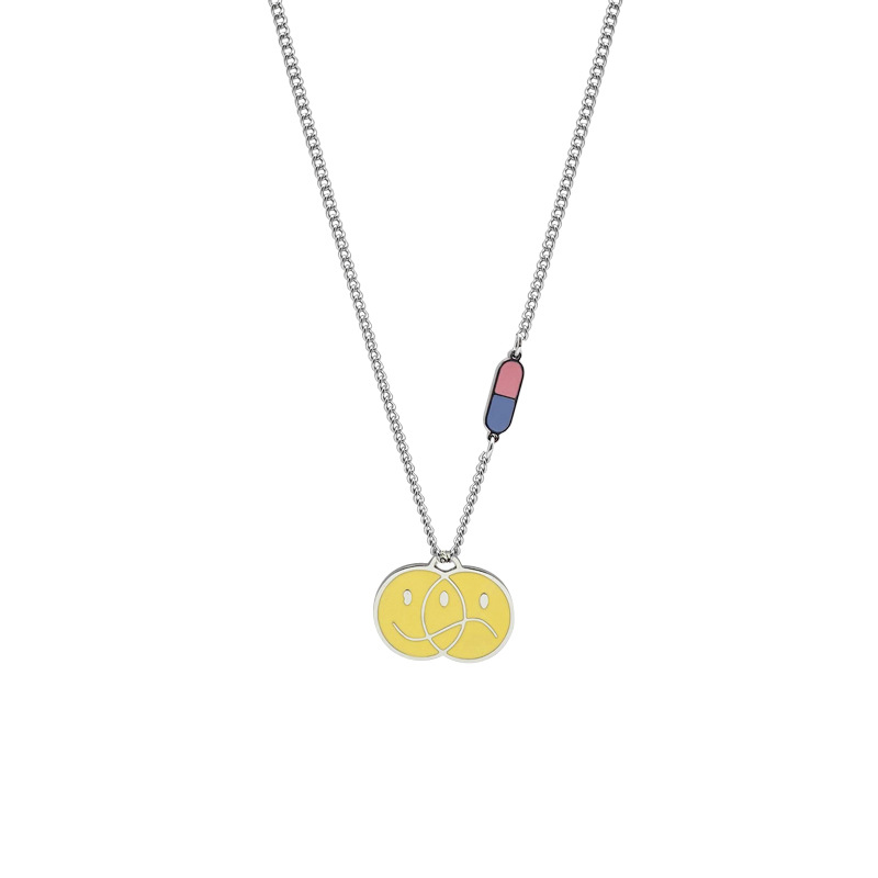 Hip Hop Street Tide Capsule Pill Emoticon  Titanium Steel Pendant