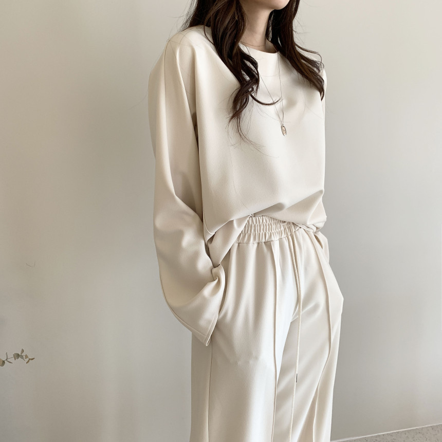Two-piece Long-sleeved Top Straight Wide-leg Slacks