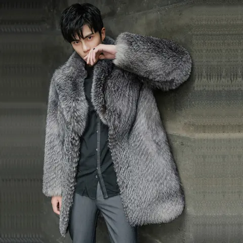 Men's Fur Coat Imitation Fox Fur