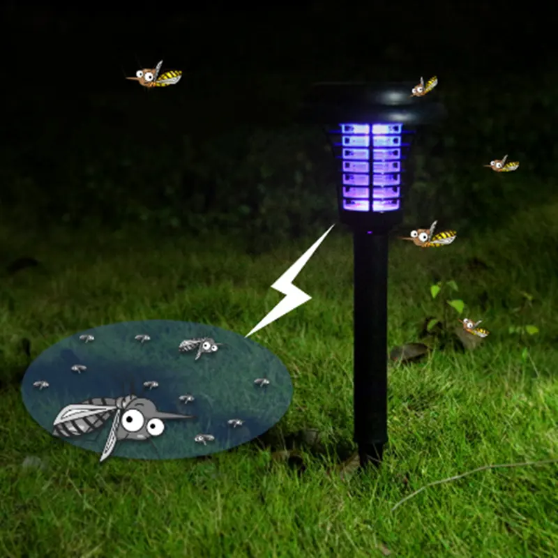 Solar Led Rechargeable Anti-Mosquito Lamp Electronic Fly Bug Zapper