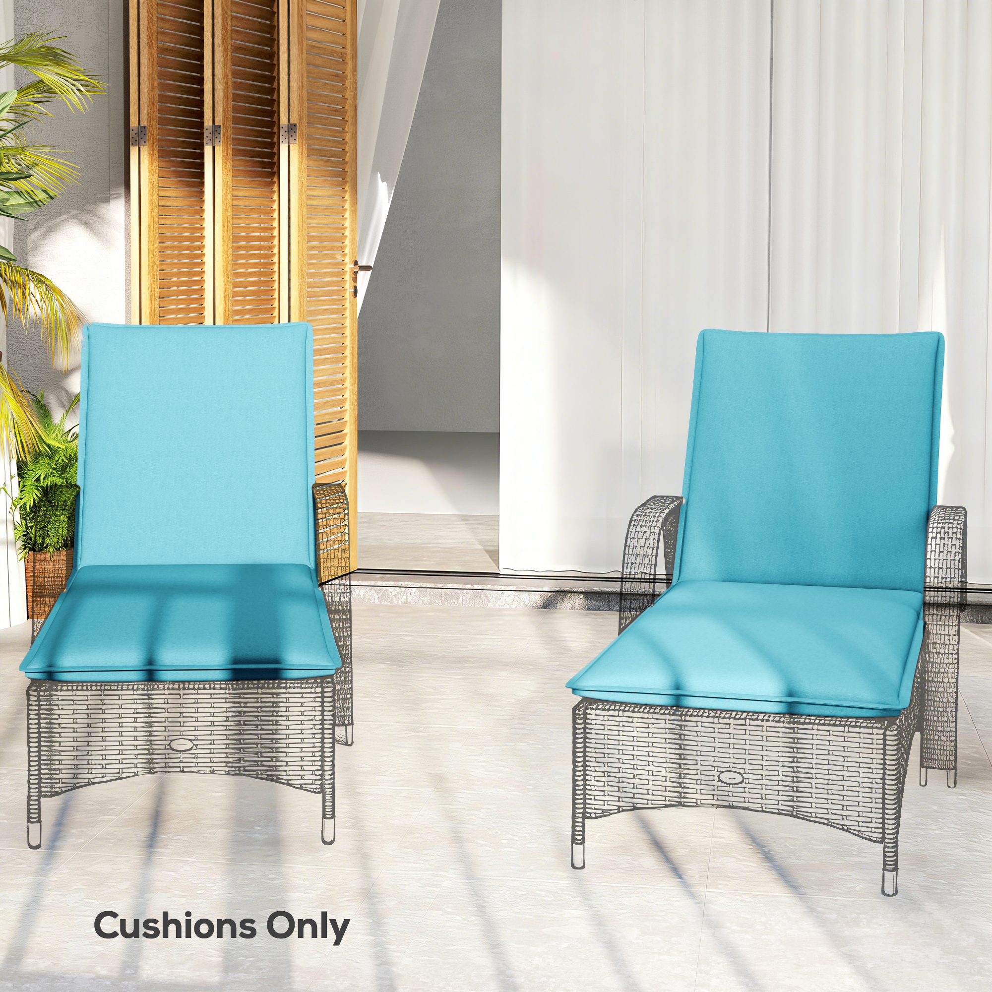 Foldable Chaise Lounge Cushion Set Of 2