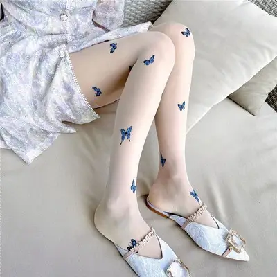 Butterfly Print Invisible Ultra-thin Skin Tone Stockings