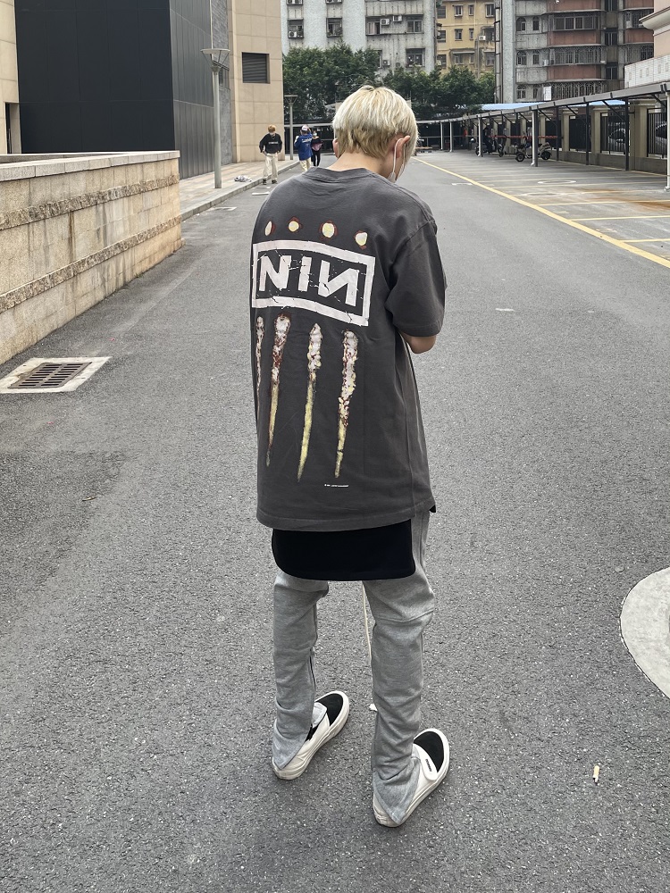 Rock Band Retro Washed Distressed Short Sleeve Tee Men