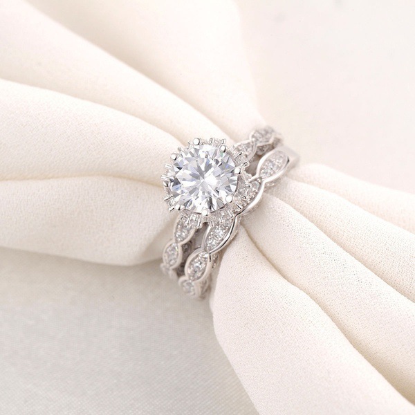 Title 3, Flash Drill Round Engagement Set Ring Ladies Ri...