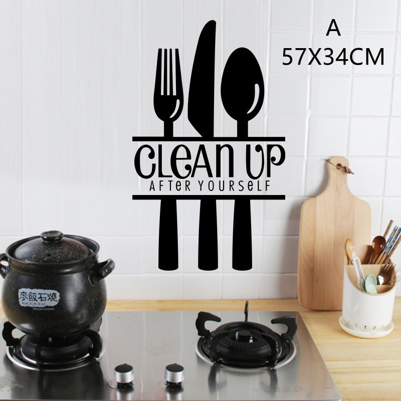 English Proverbs Wall Stickers Kitchen Knife And Fork Creative Stickers