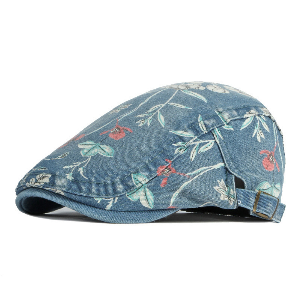 Women's Floral-printed Vintage-textured Metal Snapback Hat With A Unique And Eye-catching Style, Featuring A Retro And Artistic Look. Perfect For Taking Photos, Going Out, Or Daily Commuting.