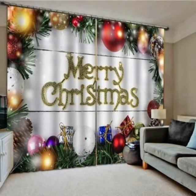 Christmas Pattern Home Decoration Living Room Bedroom Window Curtains Christmas Ball Curtains - Shop at LoveMi