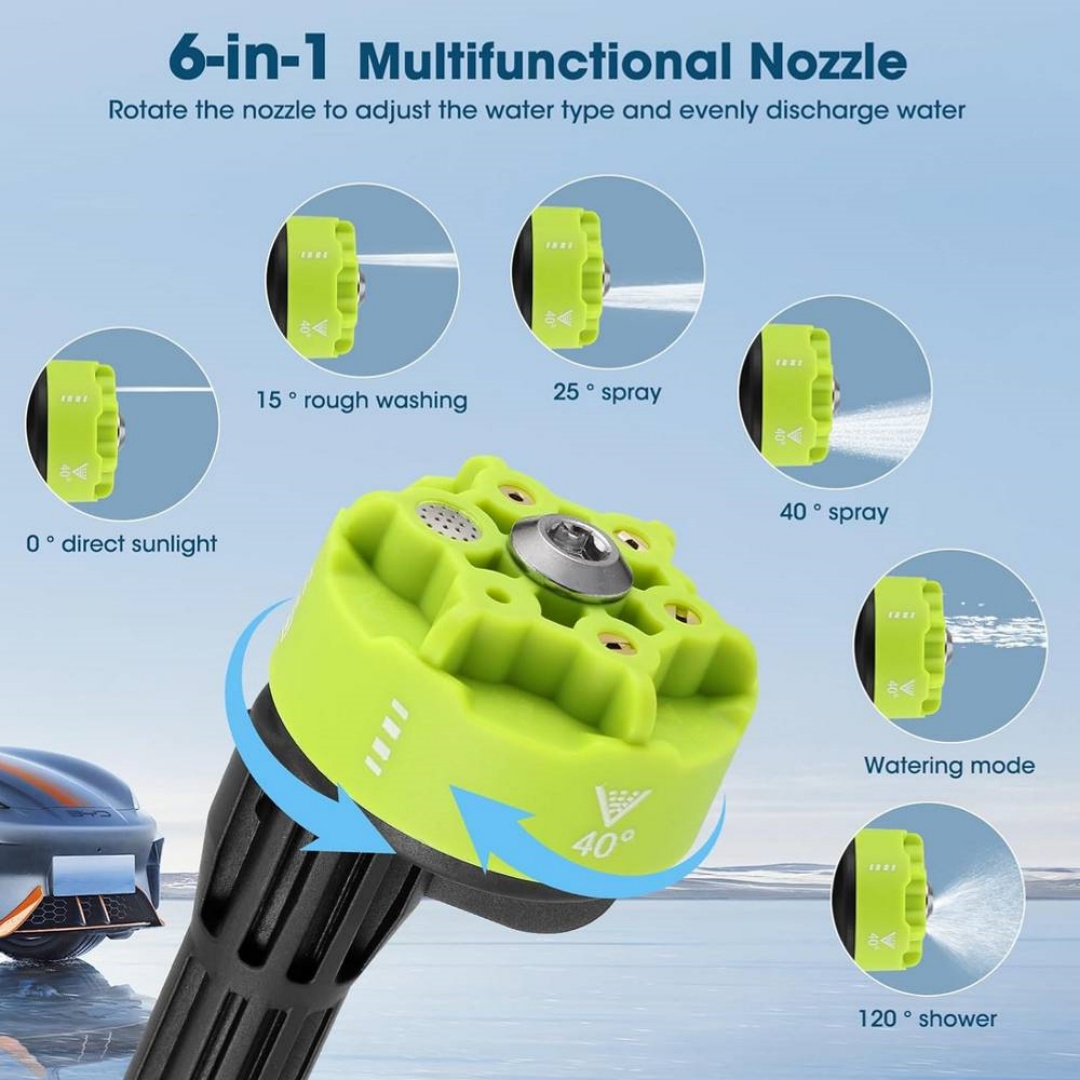 Cordless Car High Pressure Washer Jet 7in1 Rechargeable Cleaner Gun 2Battery — image 6