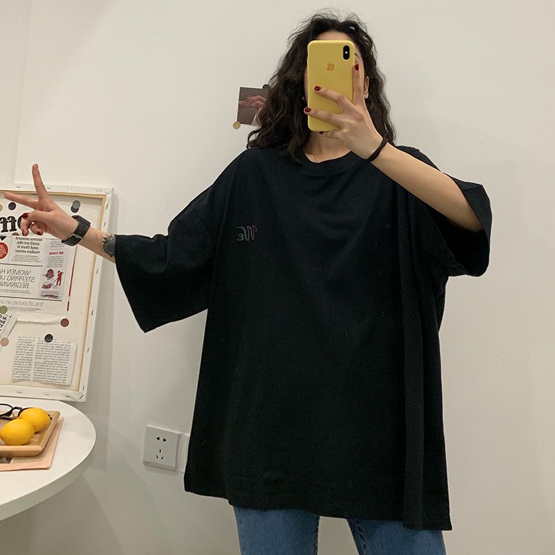 Five-point Short-sleeved T-shirt Women Loose Korean Style Trendy Students