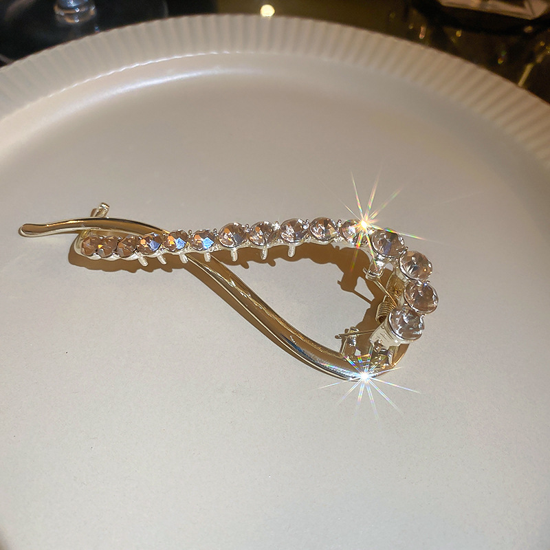 Delicate Diamond Inlaid Geometric Fashion Hairpin Metal Champagne Drill - Shop at LoveMi
