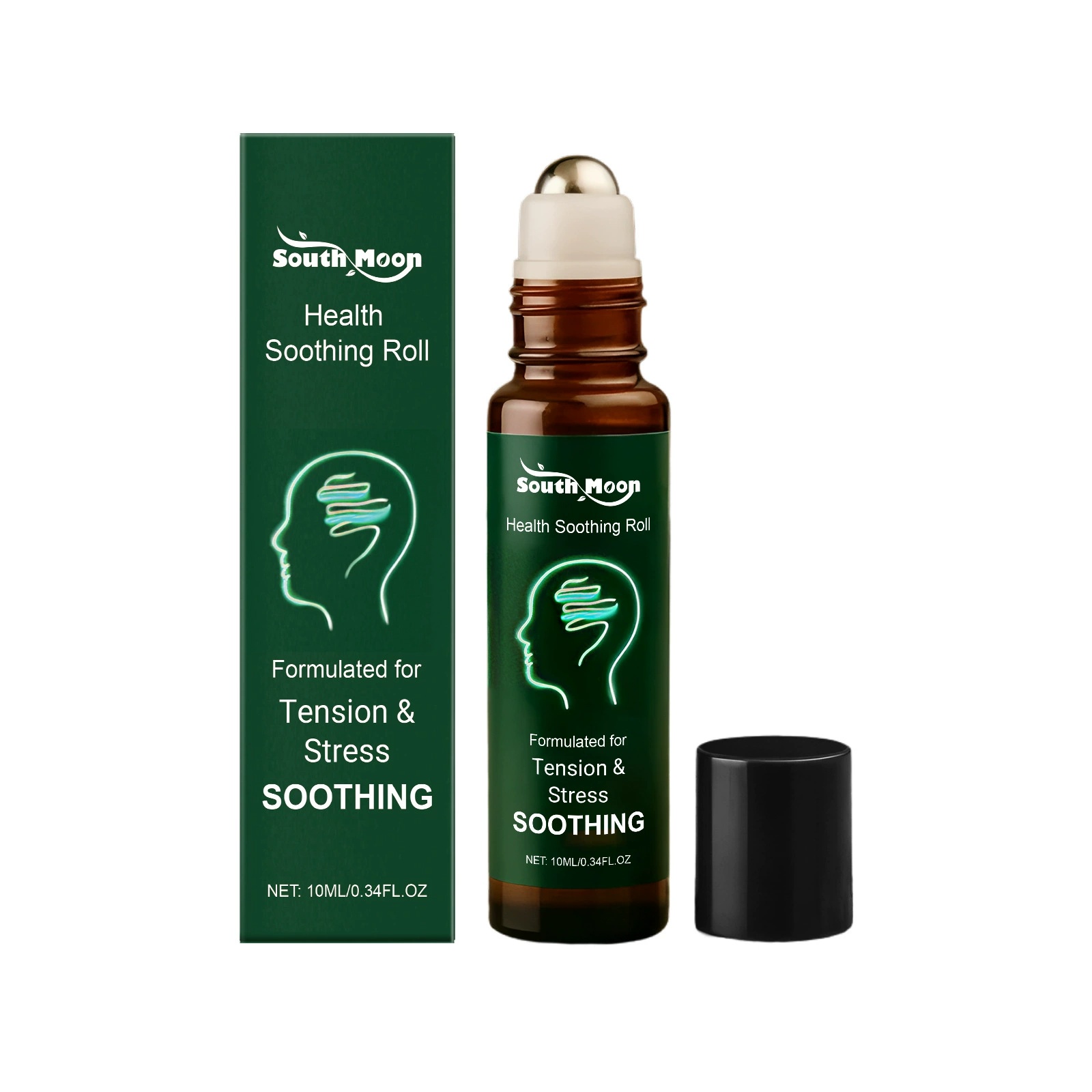 South Moon Tension Stress Relief Soothing Roll On Oil, Portable 10ml Calming Massage Aromatherapy Roller Oil