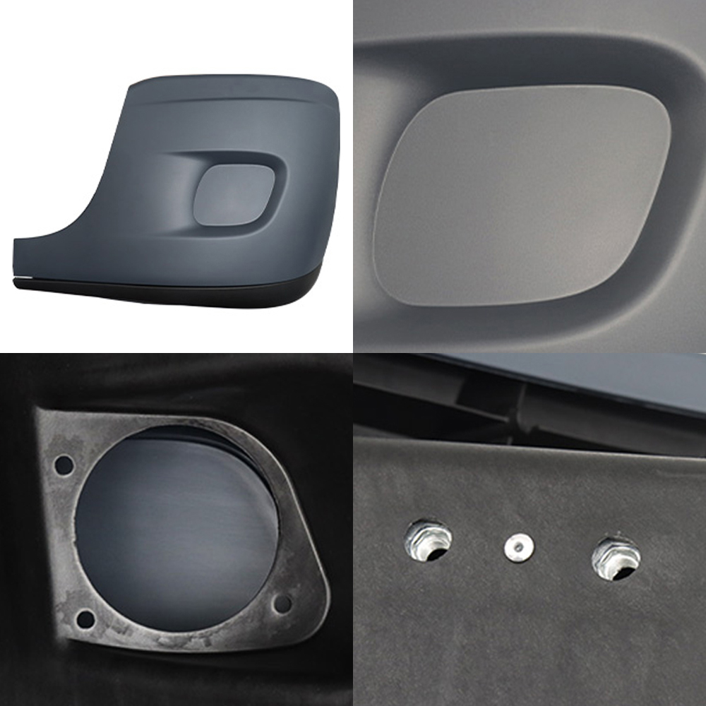 Freightliner Cascadia no-fog-hole bumper cover — rear mounting points view