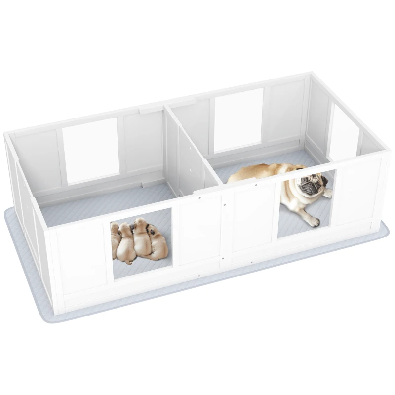 Double Room Design Whelping Box For Dogs With Whelping Pad