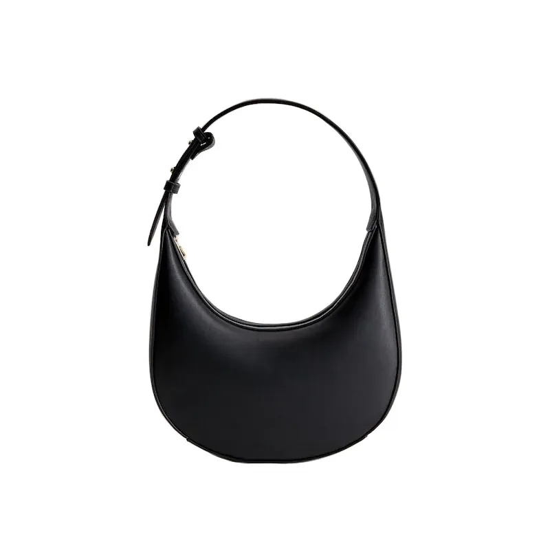 New Summer Niche Cool Retro New Moon Personality Fashion Half Round Moon Bag - Black