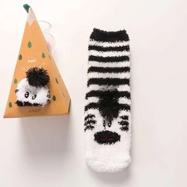 Coral Fleece Tube Winter Thickened Women's Christmas Stockings Cute Cartoon Maternity Socks Black And White Clown - Shop at LoveMi