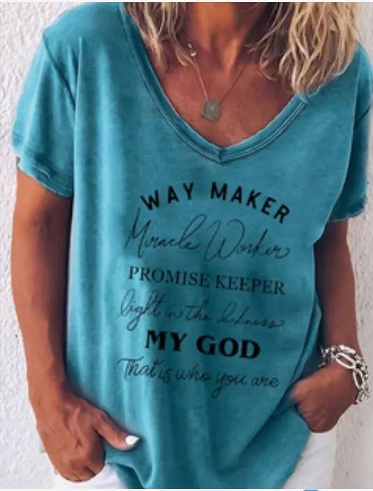 Casual Letter Printing Short sleeved T Blood Women's Clothing Blue - Shop at LoveMi