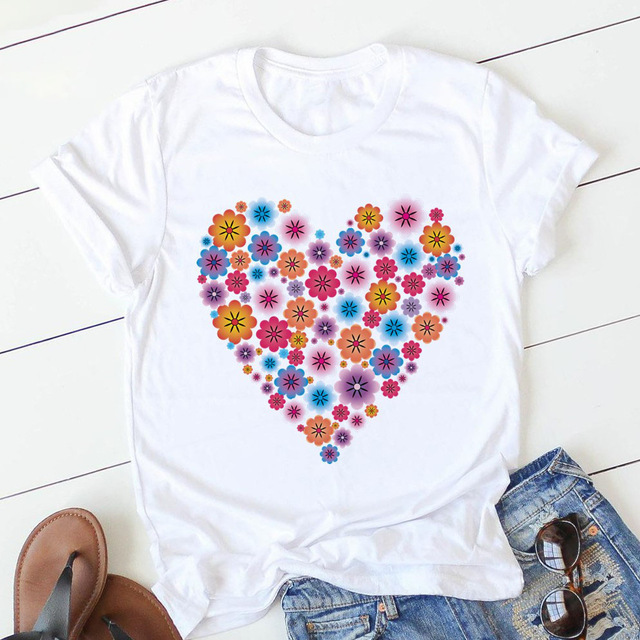 Title 6, Fashion Flower Love Print Short Sleeve