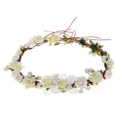Paper Rope Garland Headdress Headband Simulation Rose Headband Wedding Jewelry - White - View 1
