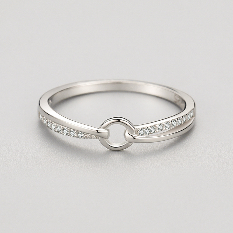 S925 Sterling Silver Microset Geometric Line Ring
