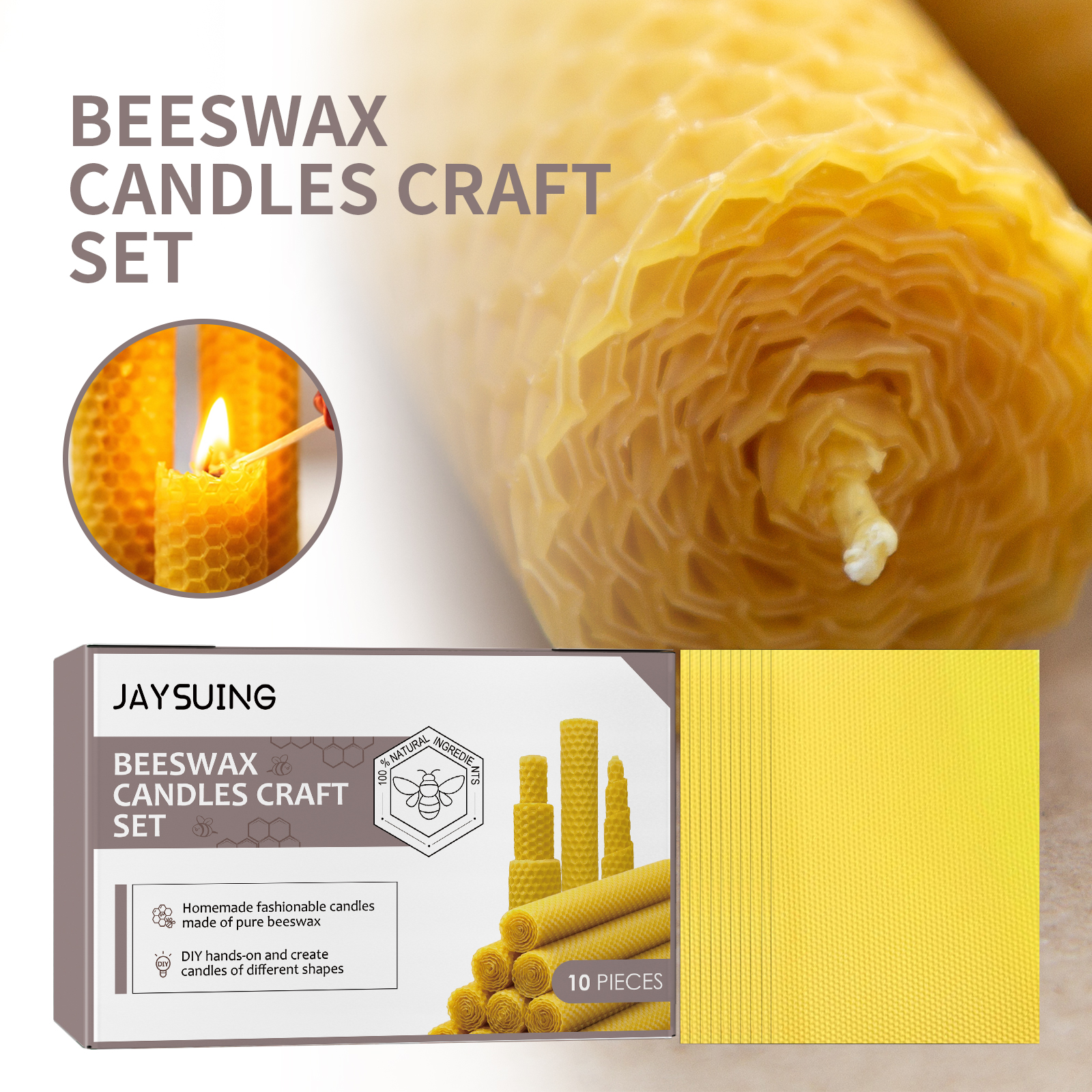 Beeswax Tablets Handmade Diy Christmas Atmosphere Creative Honeycomb Candles Pure Beeswax Roll Wax Tablets Raw Materials image 4
