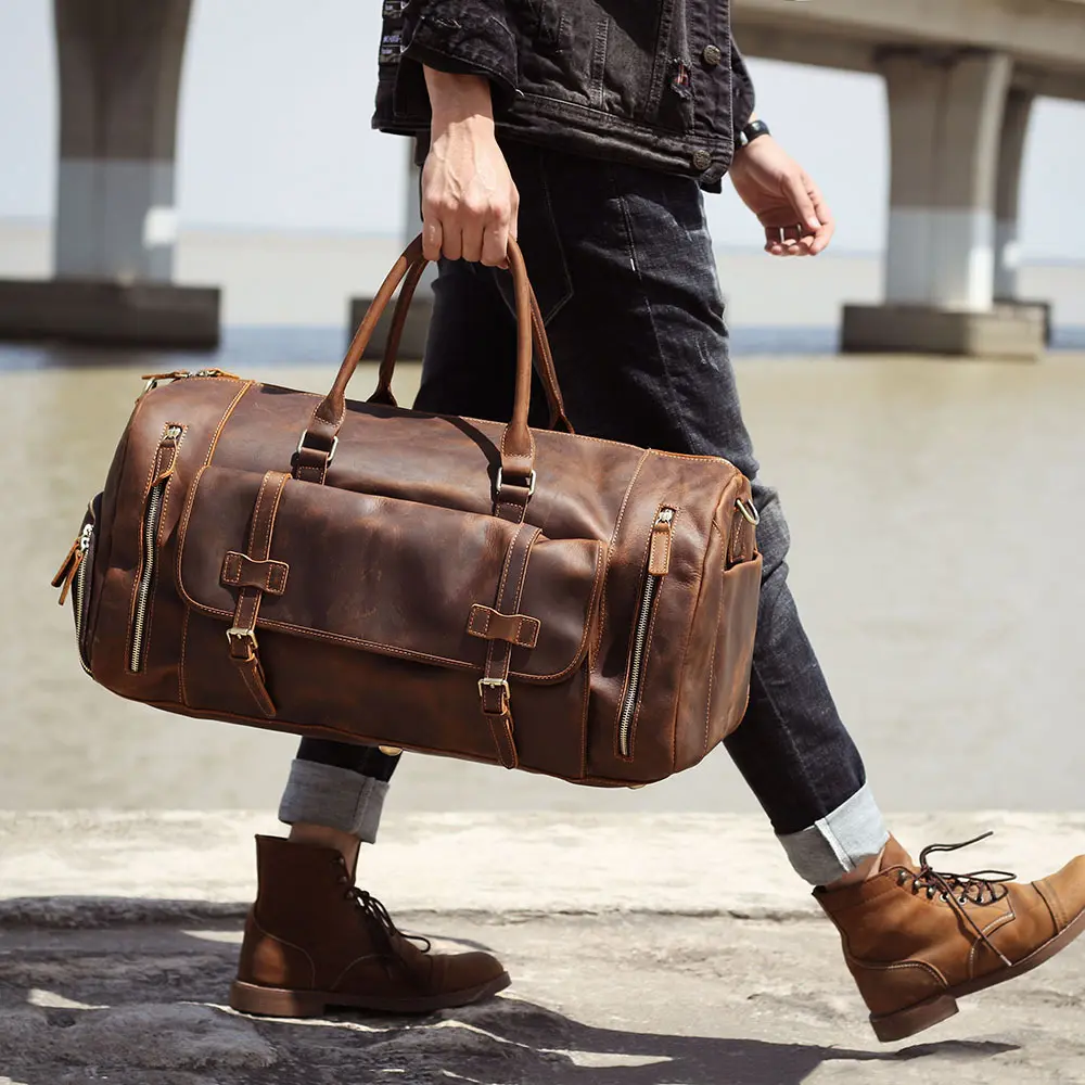 Men's Retro Genuine Leather Super Large Capacity First Layer