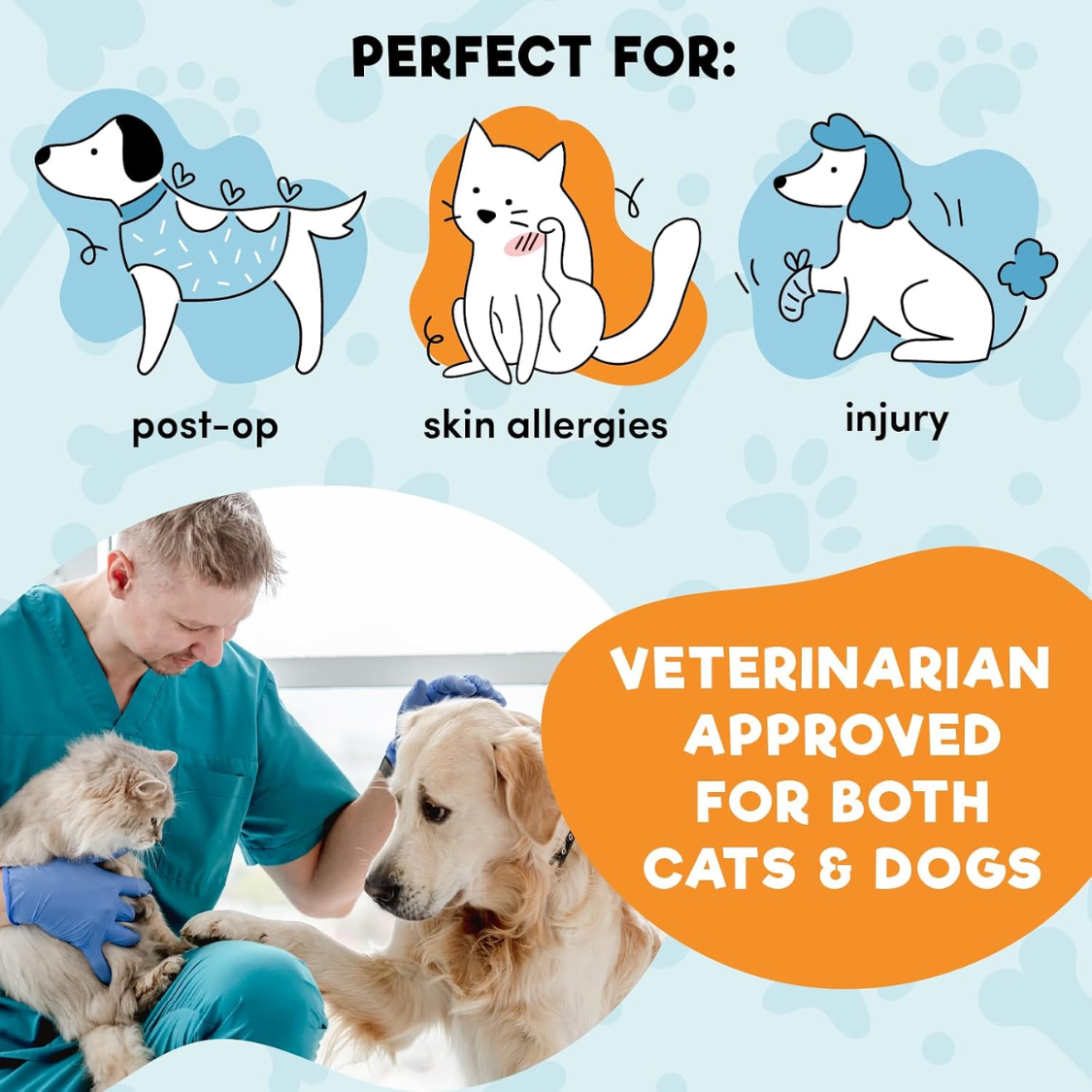 Collerette pour chien après opération, grande taille, bleue