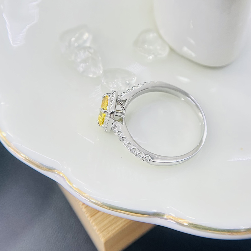 Pagoda Rectangular Stone Color Diamond Women's Ring