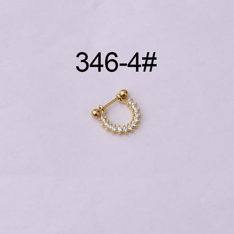 Stainless Steel Thin Rod Micro-inlaid Zircon Screw Ball Ear Bone Studs