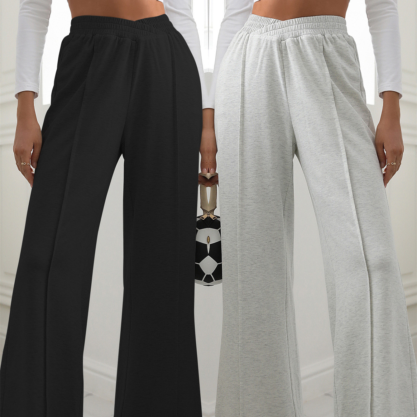 Women's Fashion Loose Casual Style Solid Color Wide Leg Trousers