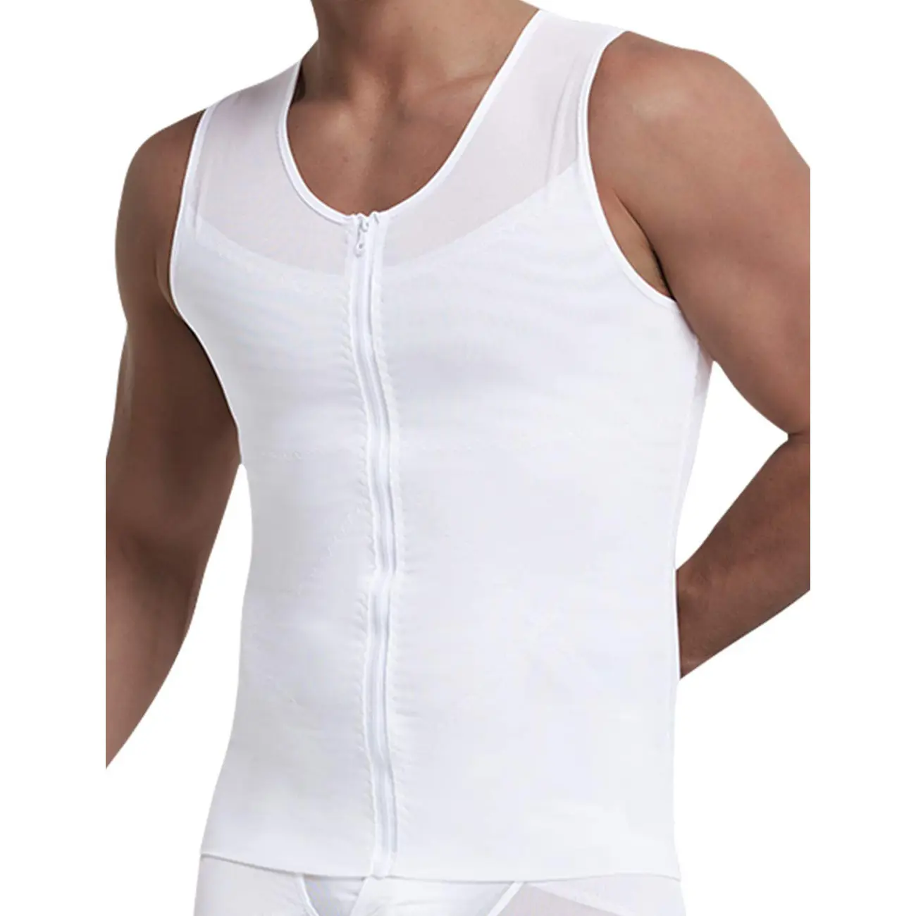 Men's Breathable Mesh Elastic Abdominal Zipper Slim
