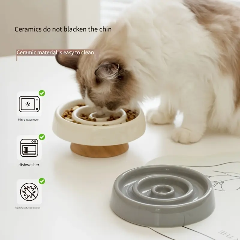 Ceramic Dog Slow Feeder Bowl Anti-Gulping Cat