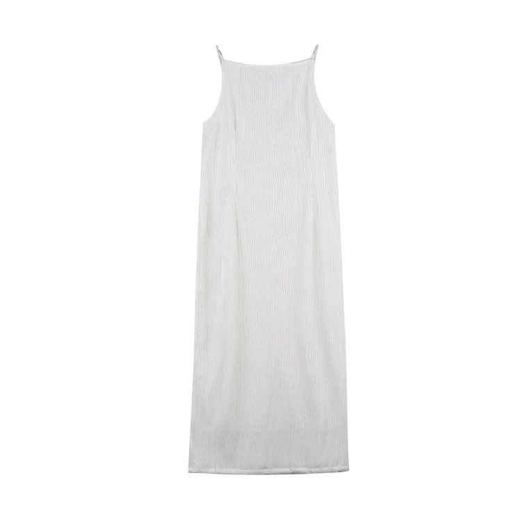 Metal Buckle Shoulder Strap Cut Shoulder Fitting Dress White - Shop at LoveMi