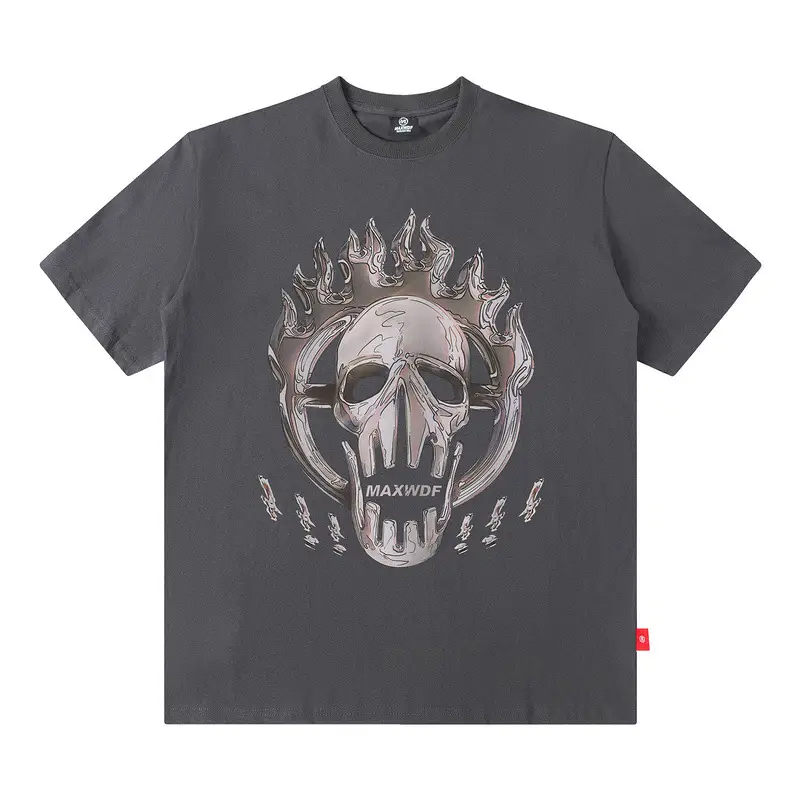 American Retro Space Print Short Sleeve T-Shirt Street Loose