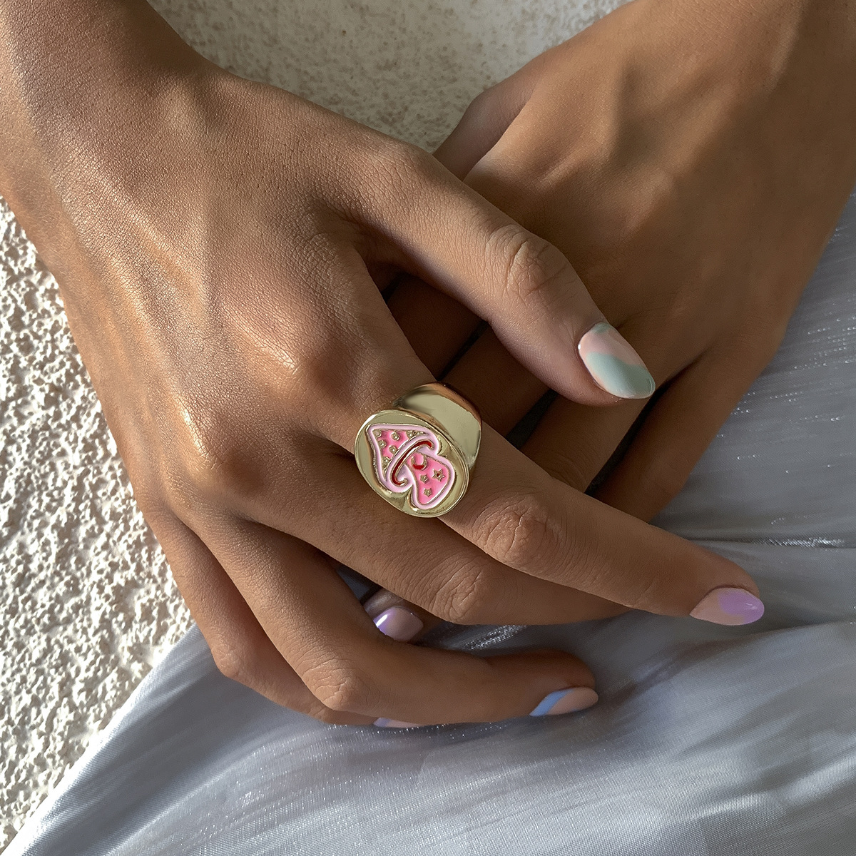 Ring Female Exaggerated Ins Sweet Cool Metal Star And Moon Ring Bracelet