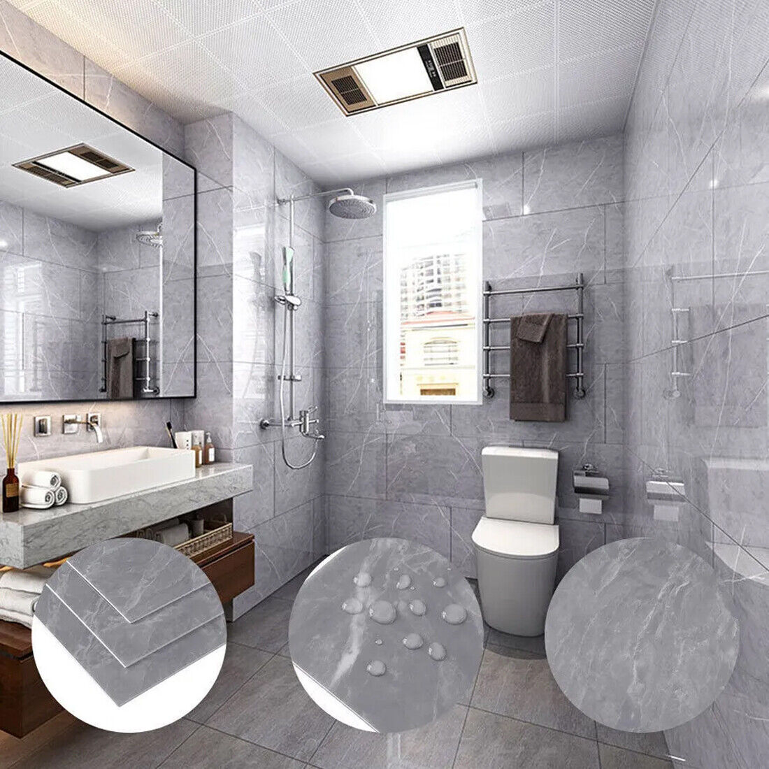 10x Marble Tiles Sticker Self-Adhesive Stick On Kitchen Home Wall Bathroom — image 10