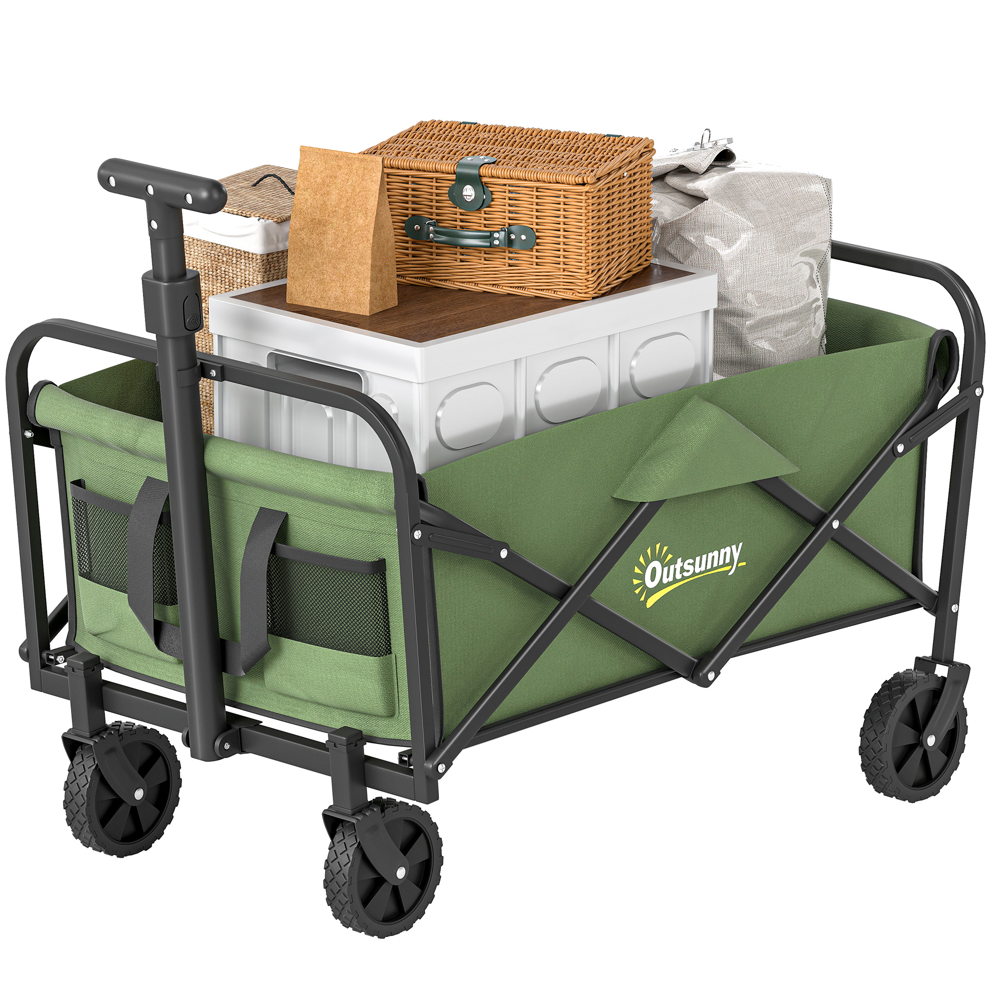 62L Festival Handcart With Wheels, Garden Folding 120kg Heavy Duty Foldable — image 2