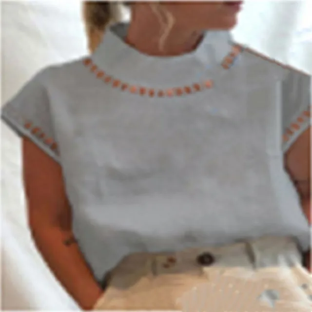New European And American Women's Clothing Pullover Solid Color Lace Slim Stand Collar Shirt Gray - Shop at LoveMi