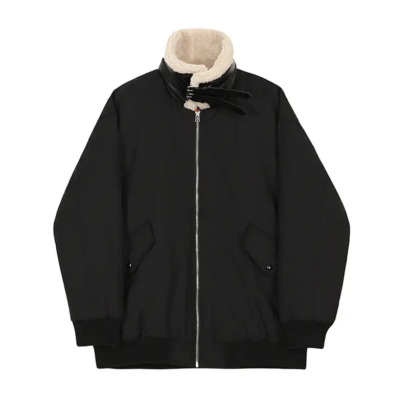 Thick Lamb Wool Men's Loose Stand Collar Warm Padded Jacket