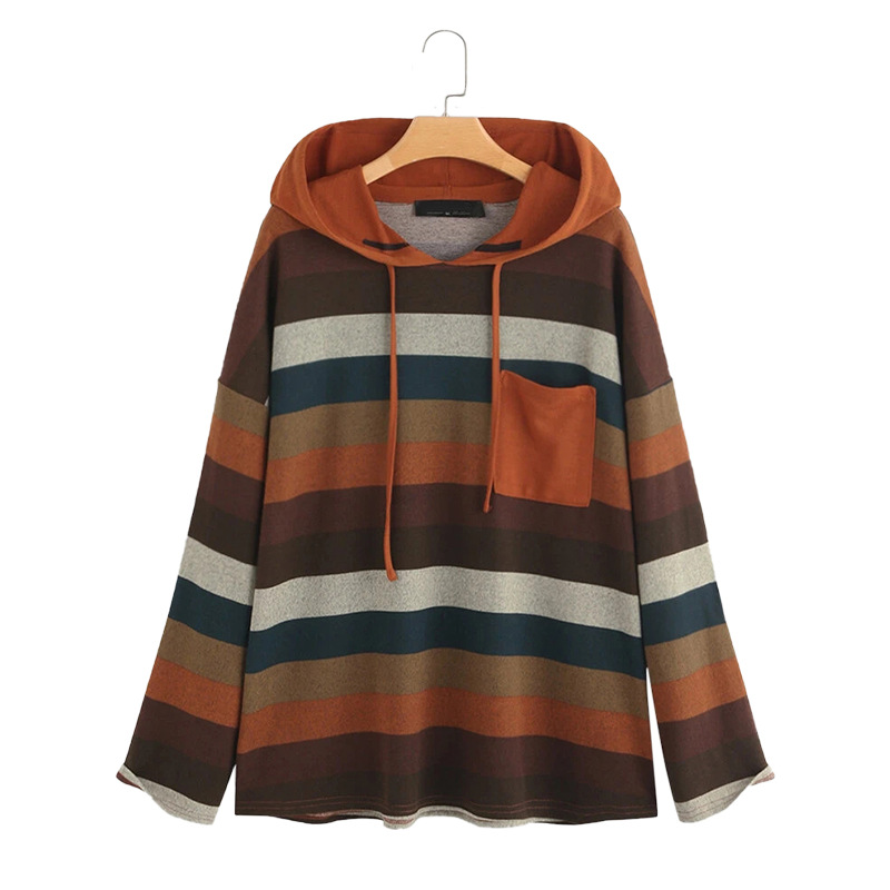 Title 3, Long sleeve striped plus size sweatshirt