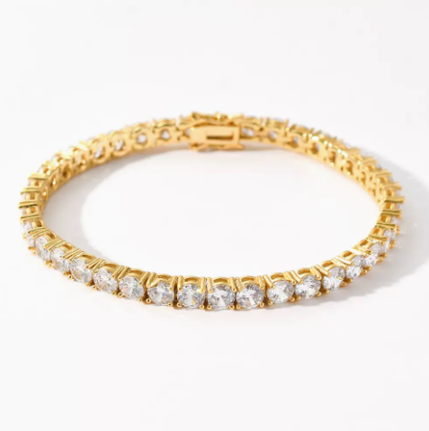 Full Diamond Female Fashion Hip Hop Diamond Silver Bracelet In Europe And America