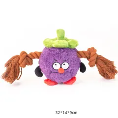 Interactive Dog Toy Plush Rope Knot Tug Of War Game Bb Bite Resistant Molar Tooth Toy - Purple - View 1