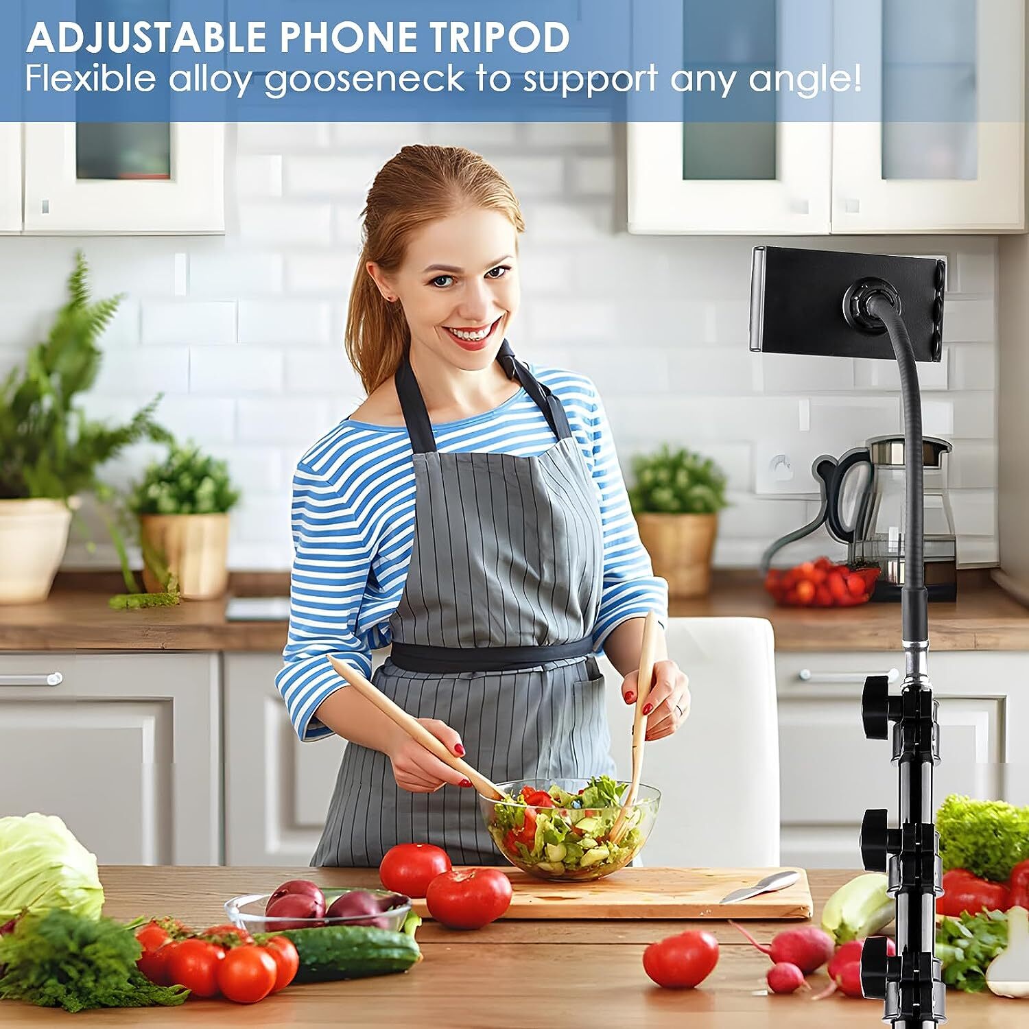 170CM Tall Flexible Phone Tripod With Gooseneck Heavy Duty