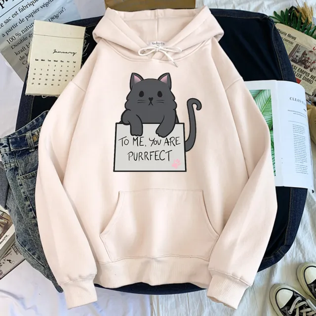 Girls Blank Solid Color Hoodie Sweater Beige - Shop at LoveMi