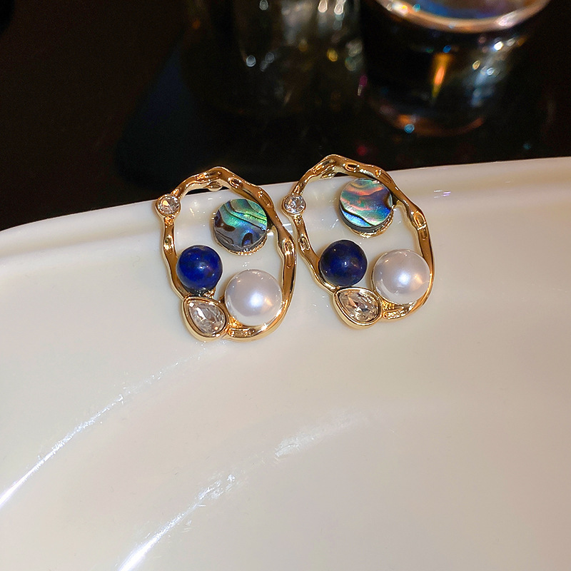 Monet Garden Pearl Flower Stud Earrings French Vintage Elegant Women Luxury Earrings